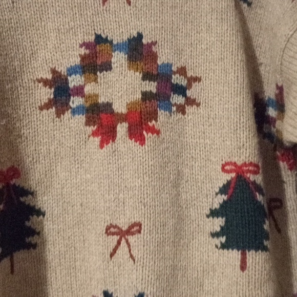 Petite Projections holiday 100% wool Sweater (way) - Picture 3 of 6